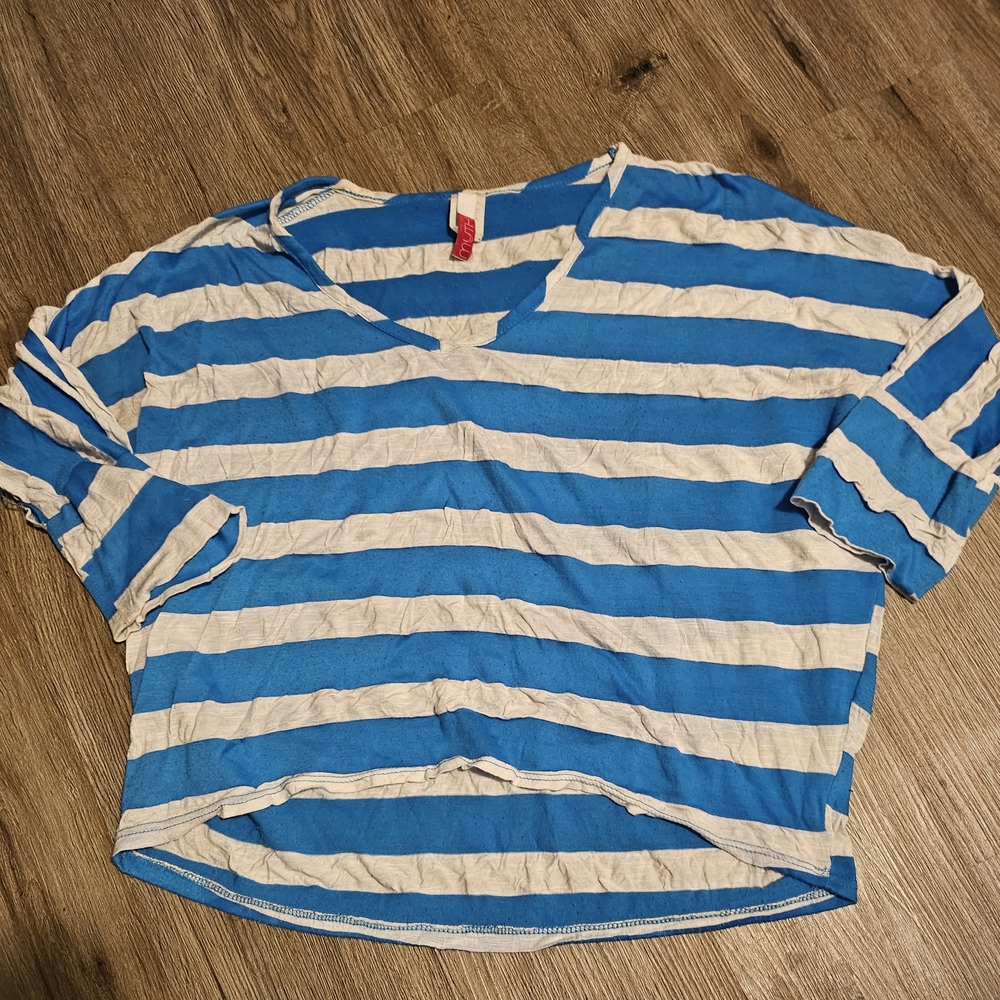 Blue and White Striped Women's Blouse